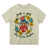 Mossy just a girl who loves chicken with sunflowers and gemstone Heavy Core Tee - texasbilliewilder