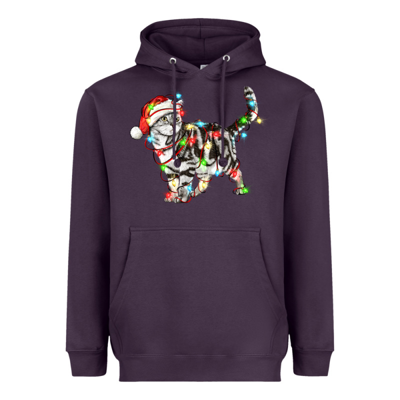 Christmas American Shorthair Cat Heavyweight Hoodie by LillyAllenDesigns | Teevron