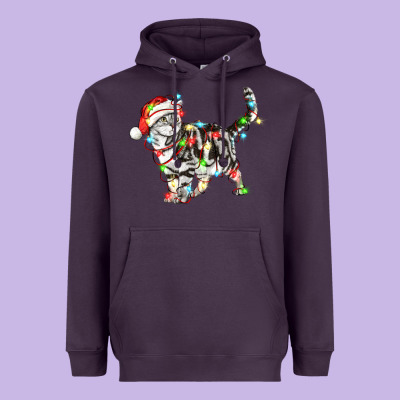 Christmas American Shorthair Cat Heavyweight Hoodie Designed By Lillyallendesigns