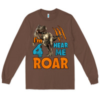 Chestnut i'm four hear me roar dinosaur birthday Long Sleeve Tee - LillyAllenDesigns