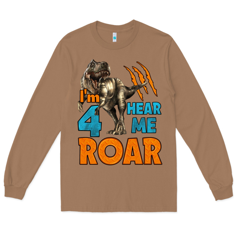 I'm Four Hear Me Roar Dinosaur Birthday Long Sleeve Tee by LillyAllenDesigns | Teevron