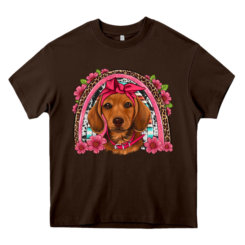 Dachshund Puppy Floral Rainbow Heavy Core Tee by Artiststas | Teevron