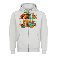 Dove Grey Thankful grateful blessed mama pumpkin Zipper Hoodie - NancyCooperArtShop