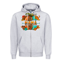 Heather Grey Thankful grateful blessed mama pumpkin Zipper Hoodie - NancyCooperArtShop