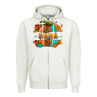Oatmeal Heather Thankful grateful blessed mama pumpkin Zipper Hoodie - NancyCooperArtShop