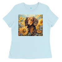 Baby Blue dachshund Ladies Tee - Unal Design