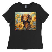 Black dachshund Ladies Tee - Unal Design