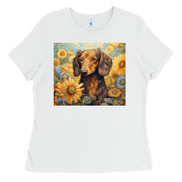 White dachshund Ladies Tee - Unal Design