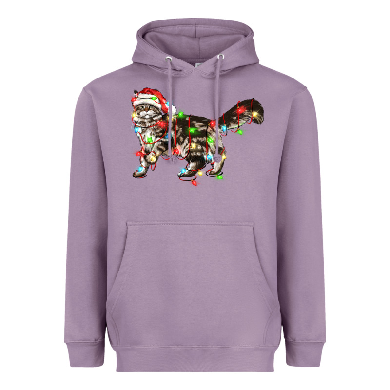 Christmas Christmas Maine Coon Cat Cat Heavyweight Hoodie by LillyAllenDesigns | Teevron