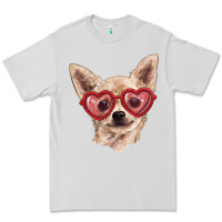 Dove Grey chihuahua dog with love glasses Premium Tee - RanaPortraitStore