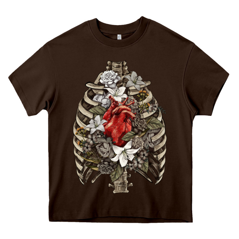 Skeleton Rib Cage Heart Heavy Core Tee by RanaPortraitStore | Teevron