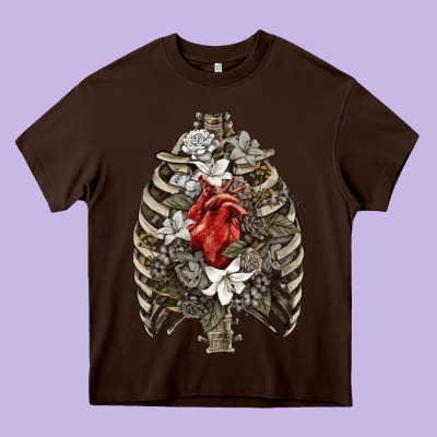 Heavy Core Tee Skeleton Rib Cage Heart
