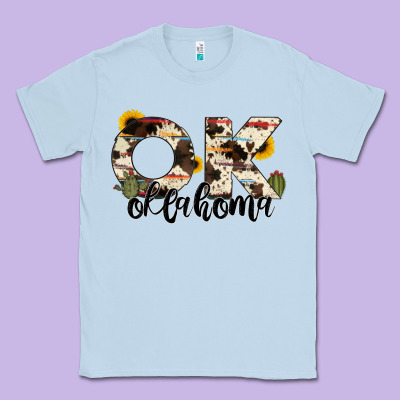Oklahoma State Cowhide Serape Cactus Classic Tee Designed By Ranaportraitstore