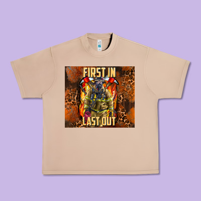 First In Last Out Firefighter Urban Heavy Tee Designed By Adodesignshop
