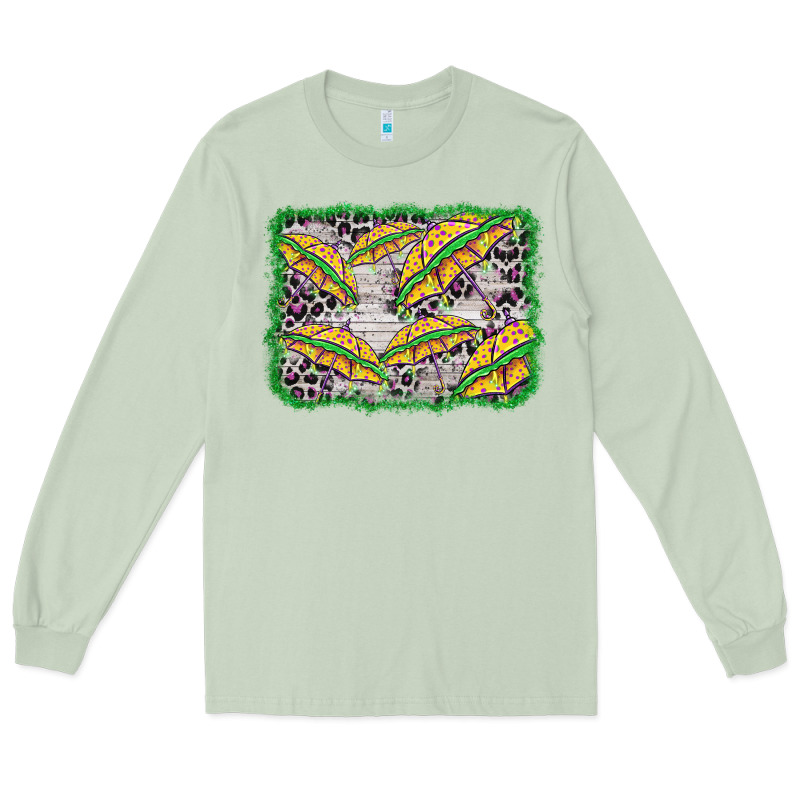 Mardi Gras Umbrella Background Long Sleeve Tee by BarkalooDesign | Teevron