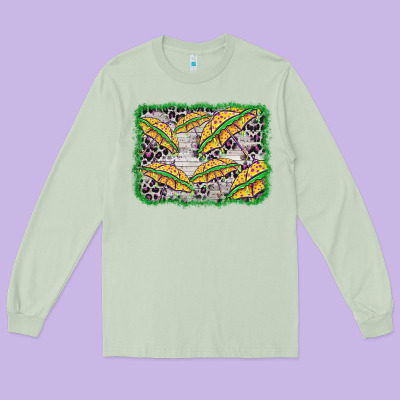 Mardi Gras Umbrella Background Long Sleeve Tee Designed By Barkaloodesign