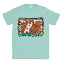 Seafoam leopard serape cowhide  leather background Classic Tee - AdoDesignShop