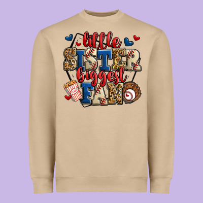 Little Sister Biggest Fan Baseball Heavyweight Sweatshirt Designed By Jasminsmagicworld