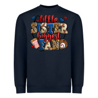 Navy little sister biggest fan baseball Heavyweight Sweatshirt - Jasminsmagicworld