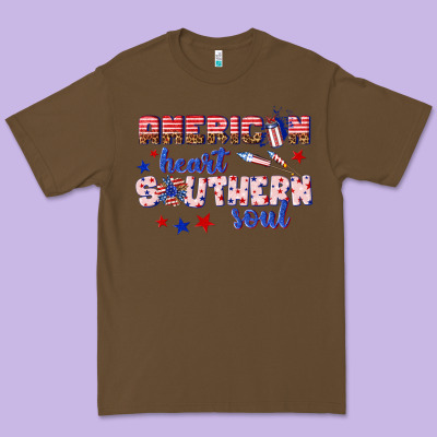 Premium Tee American heart southern soul