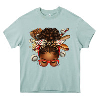 Baseball Afro Messy Bun Heavy Core Tee | Teevron