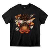 Black baseball afro messy bun Heavy Core Tee - texasbilliewilder