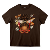 Chocolate Brown baseball afro messy bun Heavy Core Tee - texasbilliewilder