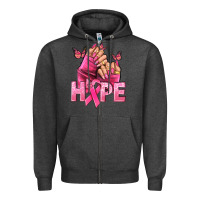 Charcoal Heather Hope Breast Cancer Caucasian hand nails Zipper Hoodie - NancyCooperArtShop