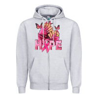 Heather Grey Hope Breast Cancer Caucasian hand nails Zipper Hoodie - NancyCooperArtShop