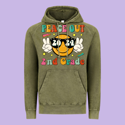 Peace Out 2024 2nd Grade Vintage Hoodie Designed By Jahusdesignshop