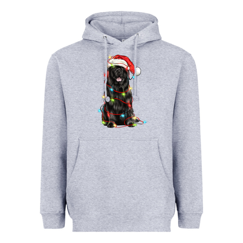 Christmas Newfoundland Dog Heavyweight Hoodie by LillyAllenDesigns | Teevron