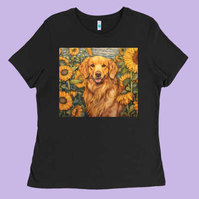 Golden Retriever Ladies Tee Designed By Unal Design