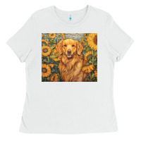 White golden retriever Ladies Tee - Unal Design