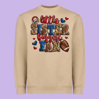 Little Sister Biggest Fan American Football Heavyweight Sweatshirt Designed By Jasminsmagicworld