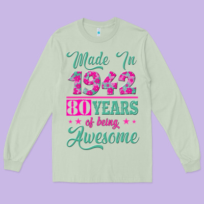 Made In 1942, 80 Years Of Being Awesome Kopya Long Sleeve Tee Designed By Jasminsmagicworld