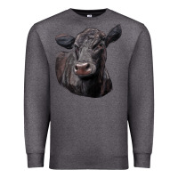 Charcoal Heather Black Angus Cow Illustrations Premium Sweatshirt - LillyAllenDesigns