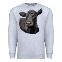Heather Grey Black Angus Cow Illustrations Premium Sweatshirt - LillyAllenDesigns