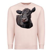 Pale Pink Black Angus Cow Illustrations Premium Sweatshirt - LillyAllenDesigns