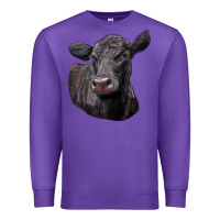 Purple Black Angus Cow Illustrations Premium Sweatshirt - LillyAllenDesigns