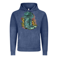 Vintage Denim Turquoise Cowboy Boots Vintage Hoodie - JahusDesignShop