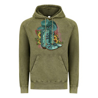 Vintage Olive Turquoise Cowboy Boots Vintage Hoodie - JahusDesignShop