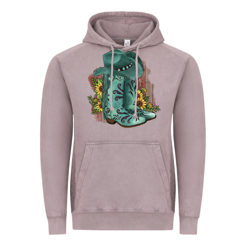 Turquoise Cowboy Boots Vintage Hoodie by JahusDesignShop | Teevron