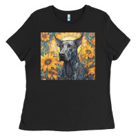 Black great dane Ladies Tee - Unal Design