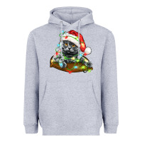 Heather Grey christmas scottish fold cat Heavyweight Hoodie - LillyAllenDesigns