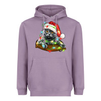 Lavender christmas scottish fold cat Heavyweight Hoodie - LillyAllenDesigns