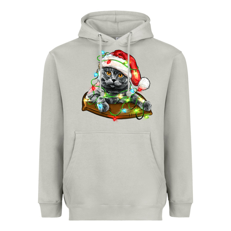 Christmas Scottish Fold Cat Heavyweight Hoodie by LillyAllenDesigns | Teevron
