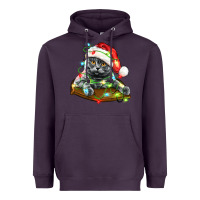 Plum christmas scottish fold cat Heavyweight Hoodie - LillyAllenDesigns