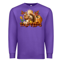 Purple Fall Vibes Squirrel Premium Sweatshirt - LillyAllenDesigns