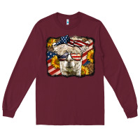 Burgundy 4th of july llama Long Sleeve Tee - LillyAllenDesigns