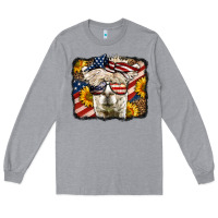 Heather Grey 4th of july llama Long Sleeve Tee - LillyAllenDesigns